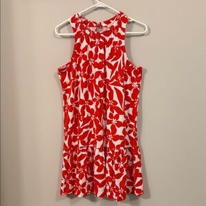 LOFT Red and White Floral Dress